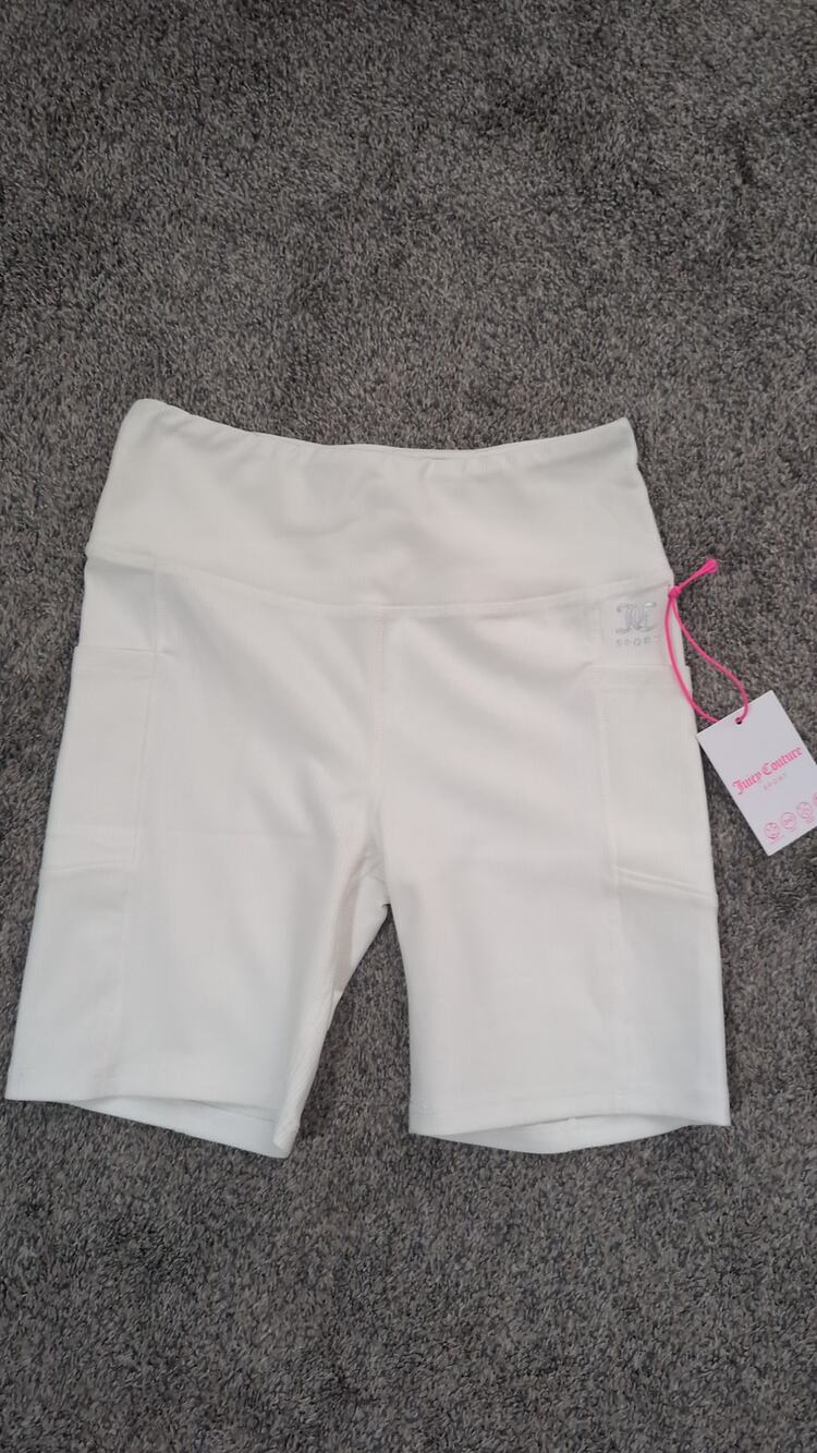 NWT Juicy Couture White Biker Shorts — Size Large